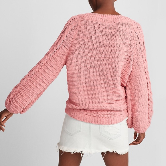 New Express Cable Knit Chenille Boat Neck Sweater - Picture 2 of 6